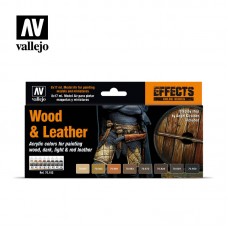 Acrylicos Vallejo - 70182 - Model Color - Wood & Leather Set (8) - 17 ml.