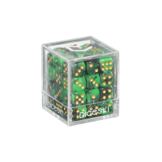 DICESKI - Gemini - 12mm D6 Green & Black (36 Dice) - DSI00018
