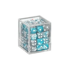 DICESKI - Gemini - 12mm D6 Steel Blue & Silver (36 Dice) - DSI00024