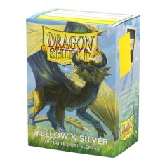 Dragon Shield - 100 Deck Protector Sleeves - Standard Size - Matte Dual - Yellow & Silver - AT-15071