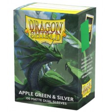 Dragon Shield - 100 Deck Protector Sleeves - Standard Size - Matte Dual - Apple Green & Silver - AT-15073