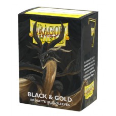 Dragon Shield - 100 Deck Protector Sleeves - Standard Size - Matte Dual - Black & Gold - AT-15069